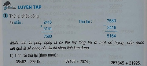 Giải bài Luyện tập Phép cộng và phép trừ