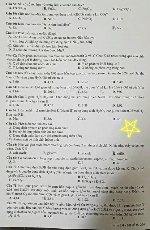 Thi THPTQG 2020: Đề thi và đáp án môn Hóa học mã đề 204
