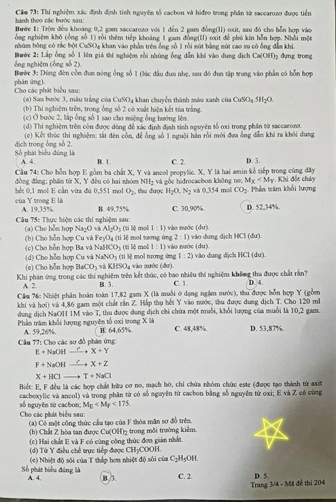 Thi THPTQG 2020: Đề thi và đáp án môn Hóa học mã đề 204