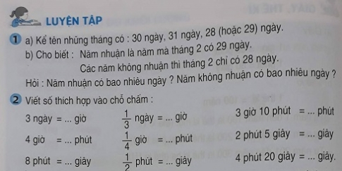 Giải bài Luyện tập Giây, thế kỉ