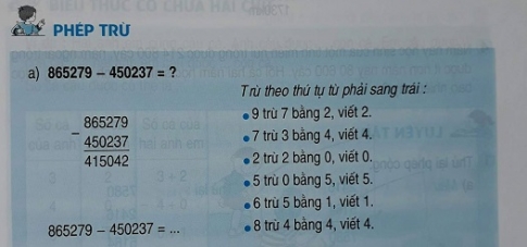 Giải bài Phép trừ