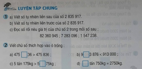 Giải bài Luyện tập chung Toán 3 trang 35