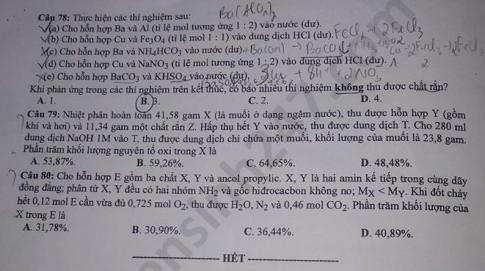 Thi THPTQG 2020: Đề thi và đáp án môn Hóa học mã đề 209