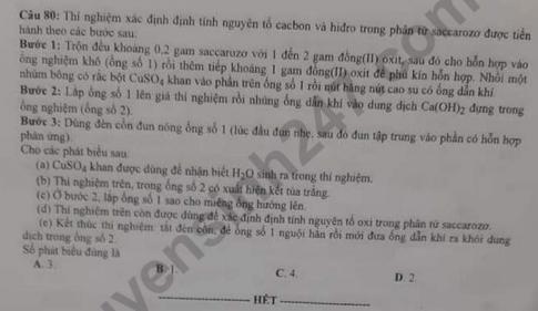 Thi THPTQG 2020: Đề thi và đáp án môn Hóa học mã đề 216