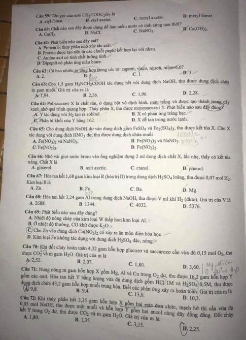 Thi THPTQG 2020: Đề thi và đáp án môn Hóa học mã đề 217