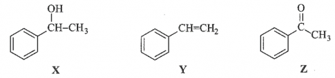 Hợp chất hữu cơ X có công thức phân tử là C8H10O, chứa vòng benzene. X có phản ứng với Na nhưng không phản ứng với NaOH. Đun nóng X với H2SO4 đặc, thu được hợp chất Y làm mất màu nước bromine. Oxi hoá X, thu được ketone Z. Xác định cấu tạo của X, Y, Z và viết các phương trình hoá học.