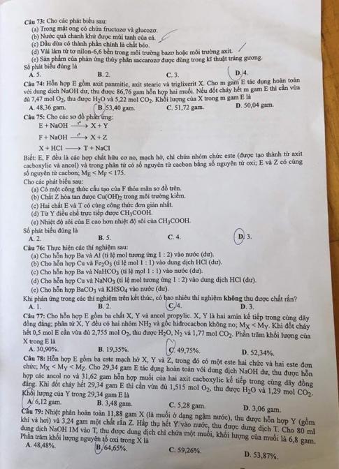 Thi THPTQG 2020: Đề thi và đáp án môn Hóa học mã đề 221