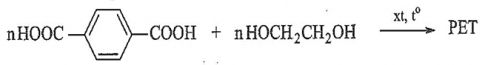 Nhựa PET là một loại polyester được ứng dụng rộng rãi làm chai nhựa, hộp đựng, tơ sợi,... PET (polyethylene terephthalate) được tổng hợp từ phản ứng ester hoá terephtalic acid và ethylenglycol theo phản ứng sau:  Xác định công thức cấu tạo của PET.