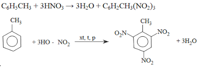 2,4,6-trinitrotoluene được dùng để sản xuất thuốc nổ TNT.  a) Viết phương trình hoá học của phản ứng điều chế 2,4,6-trinitrotoluene từ toluene và nitric acid (xúc tác sulfuric acid đặc).  b) Từ 1 tấn toluene có thể điều chế được bao nhiêu...