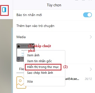 Cách xem vị trí lưu ảnh tin nhắn ở trong Zalo trên máy tính