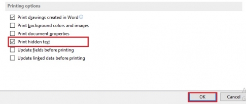 Hướng dẫn cách in Text bị ẩn trong word đơn giản