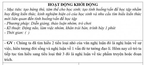 Giáo án PTNL bài Nghị luận về một tác phẩm truyện (hoặc đoạn trích)