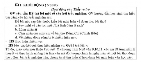 Giáo án PTNL văn 12: Nghị luận về một đoạn thơ, bài thơ