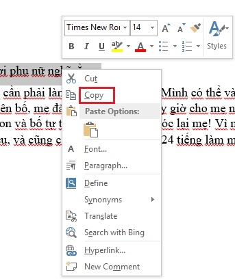 Tập hợp các cách sao chép, cắt, dán văn bản trong Word 2013