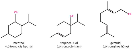  Xác định bậc alcohol của các hợp chất menthol, geraniol, terpinen - 4 - ol có công thức cấu tạo trong phần mở đầu.