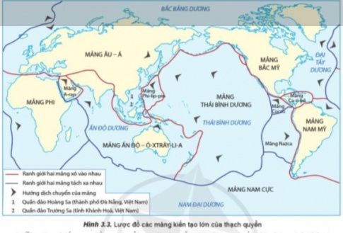 Giải bài 3 Trái Đất. Thuyết kiến tạo mảng