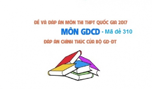 Đề và đáp án môn Công dân mã đề 310 thi THPTQG 2017 – đáp án của bộ GD-ĐT