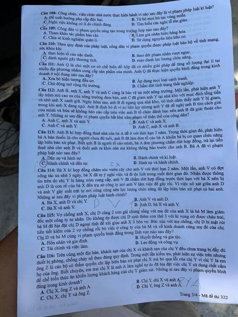 Thi THPQG 2020: Đề thi và đáp án môn GDCD mã đề 322