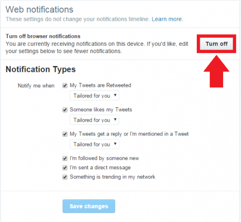 Cách tắt thông báo Twitter trên trình duyệt máy tính
