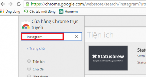 Sử dụng Instargam ngay trên trình duyệt web Chrom, Cốc Cốc trên PC 