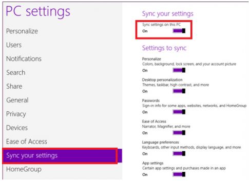 Cách đồng bộ hóa dữ liệu trên win 8 bằng tài khoản Microsoft