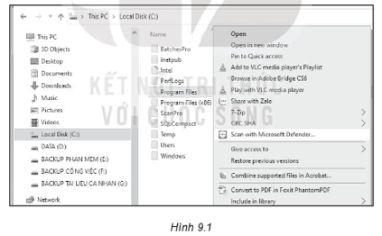 Thực hành: Em hãy sử dụng phần mềm Defender để quét virus trong thư mục Program Files và Download