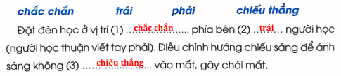 Chọn từ gợi ý dưới đây và điền vào chỗ .... cho đúng