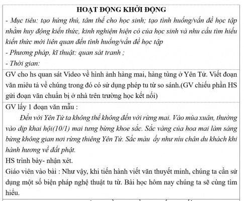 Giáo án PTNL bài Sử dụng một số biện pháp nghệ thuật trong văn bản thuyết minh