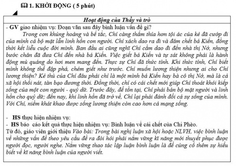 Giáo án PTNL bài Thao tác lập luận bình luận