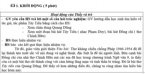 Giáo án PTNL bài Tây Tiến