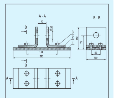 Dùng bản vẽ lắp của bộ giá đỡ sau để trả lời các câu hỏi 17 - 20