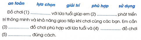 Hãy sử dụng những cụm từ gợi ý dưới đây và điền vào chỗ .... cho phù hợp