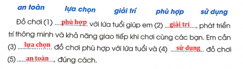 Hãy sử dụng những cụm từ gợi ý dưới đây và điền vào chỗ .... cho phù hợp