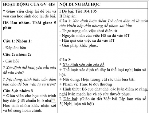 Giáo án PTNL bài Trả bài tập làm văn số 5