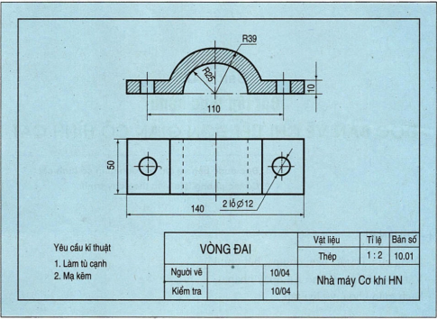  Đọc bản vẽ dưới đây.