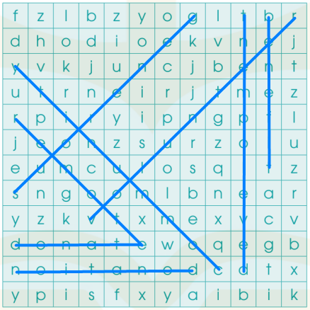 1. Find the following EIGHT words in the word search