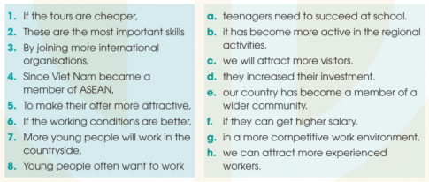 3. Match the beginnings (1-8) with the endings (a - h) to make sentences