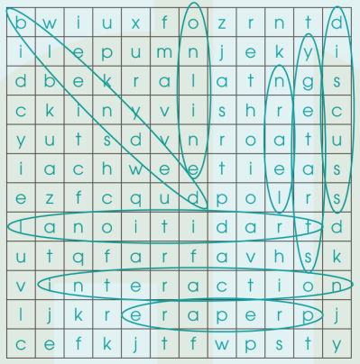 1. Find the following words in the word search