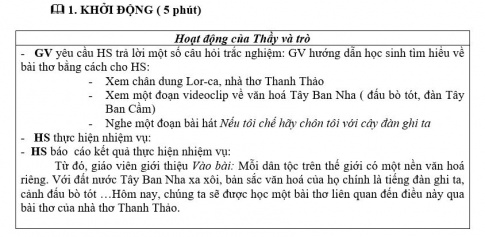 Giáo án PTNL bài Đàn ghi ta của Lor-ca