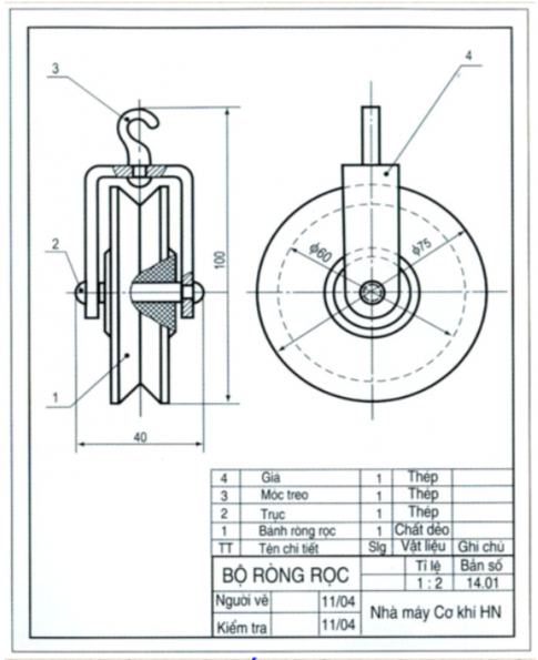  Đọc bản vẽ dưới đây.