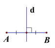 Hình vẽ nào sau đây cho biết đường thẳng d là đường trung trực của đoạn thẳng AB?