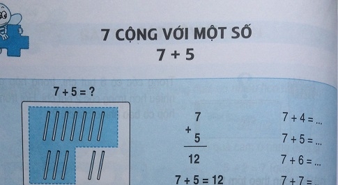 Giải bài 7 cộng với một số: 7 + 5