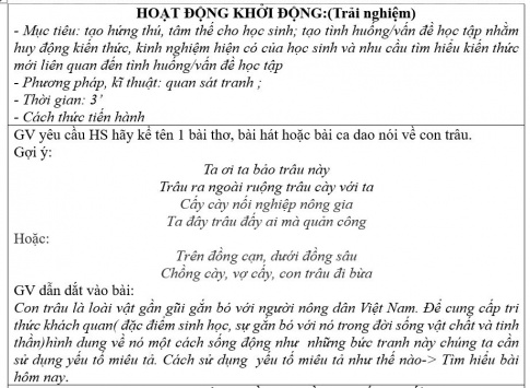 Giáo án PTNL bài Luyện tập sử dụng yếu tố miêu tả trong văn bản thuyết minh