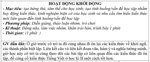 Giáo án PTNL bài Ôn tập tiếng việt lớp 9 (tiếp)