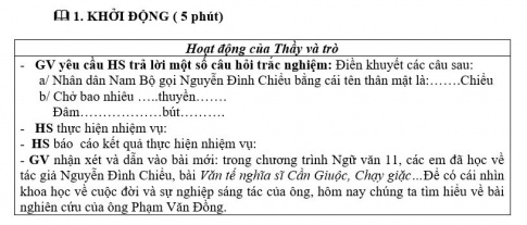 Giáo án PTNL bài Nguyễn Đình Chiểu, ngôi sao sáng trong văn nghệ của dân tộc