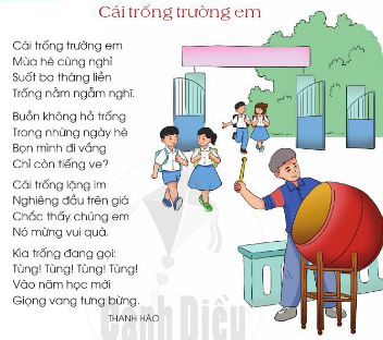 Bài thơ là lời của ai? Bạn học sinh xưng hô, trò chuyện thân mật như thế nào với cái trống trường?