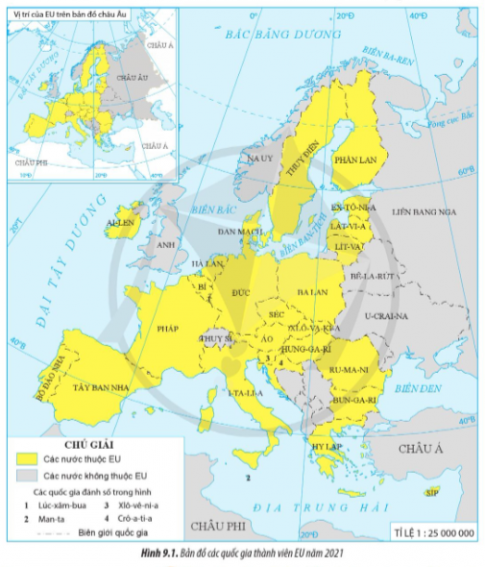 Bản đồ các quốc gia thành viên EU năm 2021 và kể tên ít nhất 5 quốc gia là thành viên của Liên minh châu Âu.