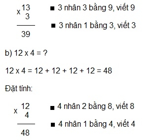 Giải bài nhân số có hai chữ số  với số có một chữ số ( không nhớ)