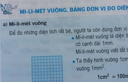 Giải bài mi li mét vuông bảng đơn vị đo diện tích sgk toán 5 trang 27