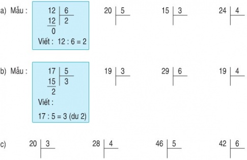 Giải câu 1 bài phép chia hết và phép chia có dư